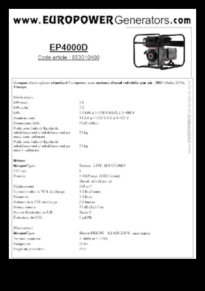 Generatoare de curent diesel Europower EP4000D (S)