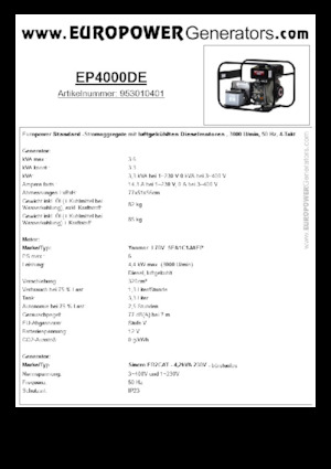 Generatoare de curent diesel Europower EP4000DE (S)