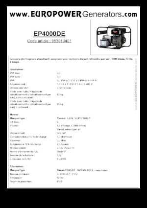 Generatoare de curent diesel Europower EP4000DE (S)