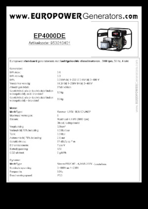Generatoare de curent diesel Europower EP4000DE (S)