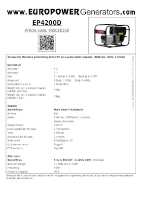 Generatoare de curent diesel Europower EP4200D (S)