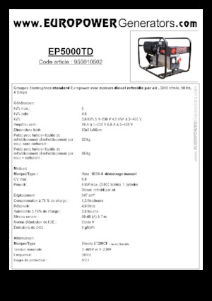Generatoare de curent diesel Europower EP5000TD (S)