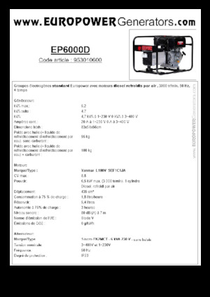 Generatoare de curent diesel Europower EP6000D (S)