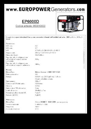 Generatoare de curent diesel Europower EP6000D (S)