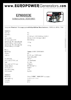 Generatoare de curent diesel Europower EP6000DE (S)