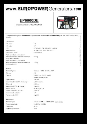 Generatoare de curent diesel Europower EP6000DE (S)