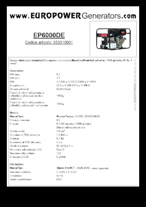 Generatoare de curent diesel Europower EP6000DE (S)