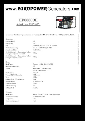 Generatoare de curent diesel Europower EP6000DE (S)