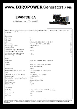 Generatoare de curent diesel Europower EP60TDE-3A (LS)