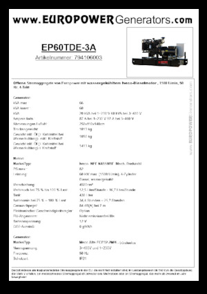 Generatoare de curent diesel Europower EP60TDE-3A (MA)