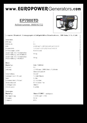 Generatoare de curent diesel Europower EP7000TD (S)