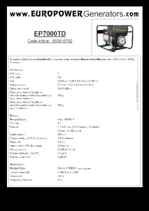 Generatoare de curent diesel Europower EP7000TD (S)