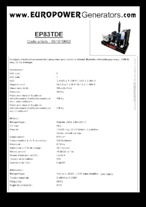 Generatoare de curent diesel Europower EP83TDE (S)