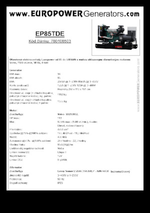Generatoare de curent diesel Europower EP85TDE (LS)