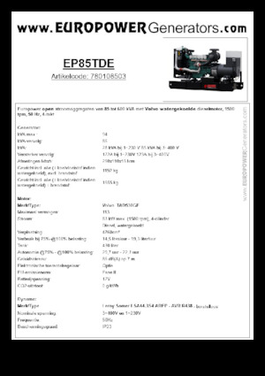 Generatoare de curent diesel Europower EP85TDE (LS)