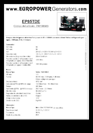 Generatoare de curent diesel Europower EP85TDE (MA)