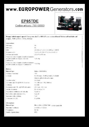 Generatoare de curent diesel Europower EP85TDE (MA)