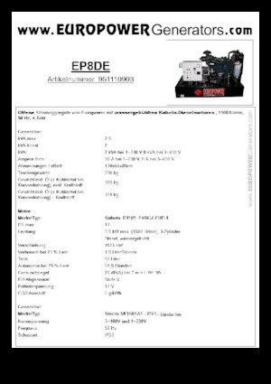 Generatoare de curent diesel Europower EP8DE (S)