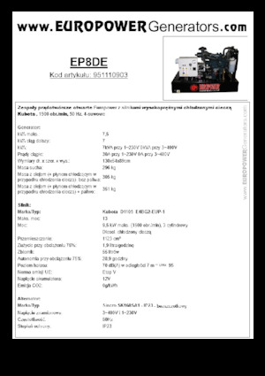 Generatoare de curent diesel Europower EP8DE (S)
