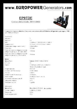 Generatoare de curent diesel Europower EP9TDE (MA)