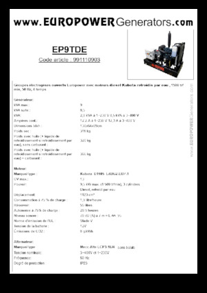 Generatoare de curent diesel Europower EP9TDE (MA)