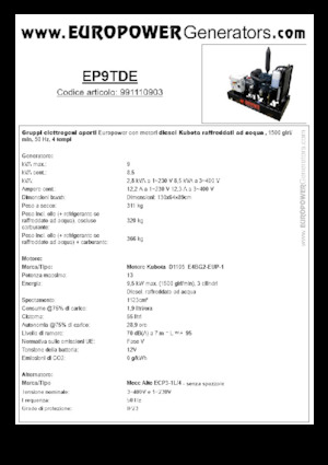 Generatoare de curent diesel Europower EP9TDE (MA)