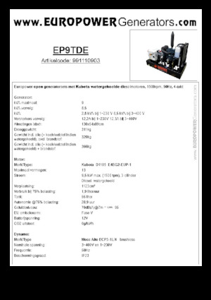 Generatoare de curent diesel Europower EP9TDE (MA)