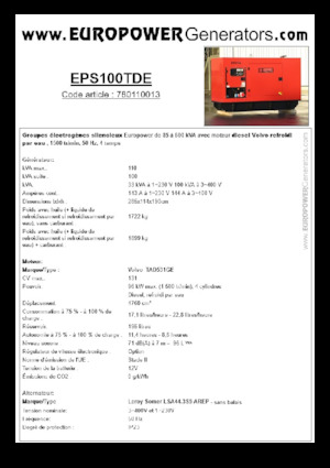Generatoare de curent diesel Europower EPS100TDE (LS)