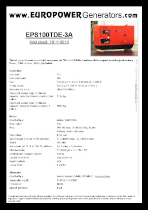 Generatoare de curent diesel Europower EPS100TDE-3A (LS)