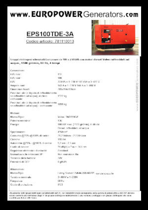 Generatoare de curent diesel Europower EPS100TDE-3A (LS)