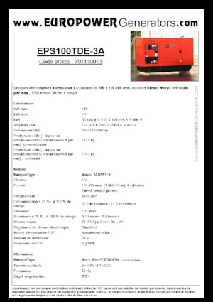 Generatoare de curent diesel Europower EPS100TDE-3A (MA)