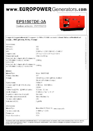 Generatoare de curent diesel Europower EPS150TDE-3A (MA)