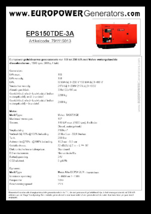 Generatoare de curent diesel Europower EPS150TDE-3A (MA)