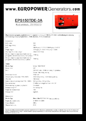 Generatoare de curent diesel Europower EPS150TDE-3A (MA)