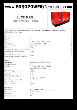 Generatoare de curent diesel Europower EPS163DE (S)