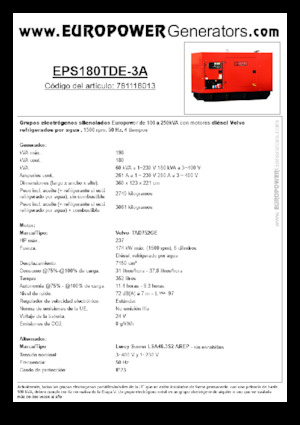 Generatoare de curent diesel Europower EPS180TDE-3A (LS)