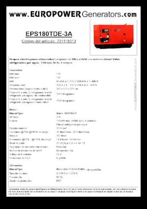 Generatoare de curent diesel Europower EPS180TDE-3A (MA)