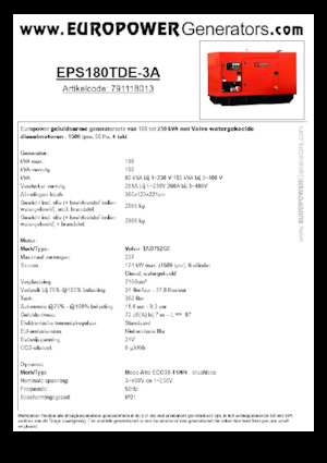 Generatoare de curent diesel Europower EPS180TDE-3A (MA)