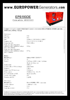 Generatoare de curent diesel Europower EPS193DE (S)