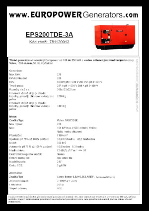 Generatoare de curent diesel Europower EPS200TDE-3A (LS)
