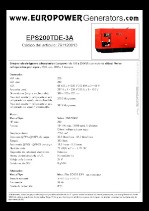 Generatoare de curent diesel Europower EPS200TDE-3A (MA)