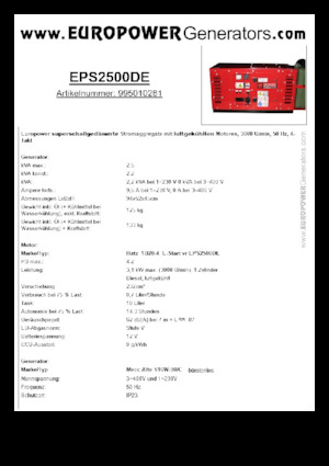 Generatoare de curent diesel Europower EPS2500DE (MA)