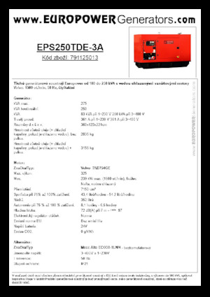 Generatoare de curent diesel Europower EPS250TDE-3A (MA)