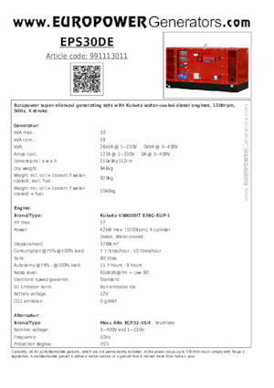 Generatoare de curent diesel Europower EPS30DE (MA)