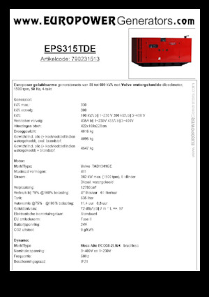Generatoare de curent diesel Europower EPS315TDE (MA)