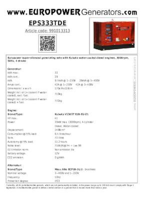 Generatoare de curent diesel Europower EPS333TDE (MA)