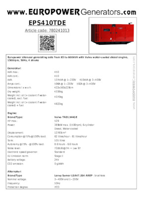 Generatoare de curent diesel Europower EPS410TDE (LS)