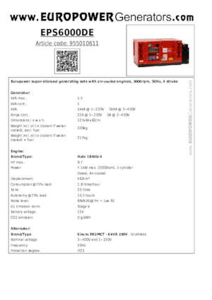 Generatoare de curent diesel Europower EPS6000DE (S)