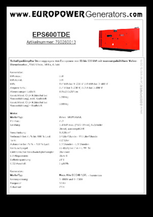 Generatoare de curent diesel Europower EPS600TDE (MA)