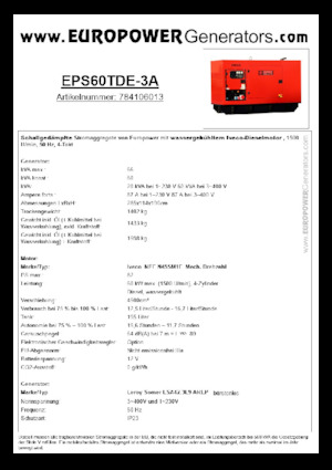 Generatoare de curent diesel Europower EPS60TDE-3A (LS)